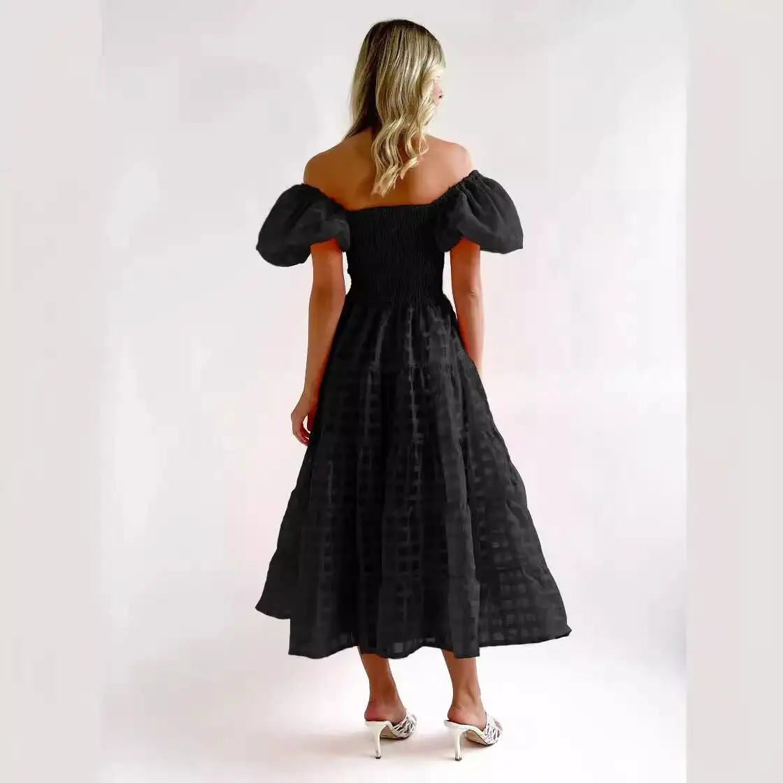 

Dress Summer New Women's Off-Shoulder Puff Sleeve Fashion Hot Girl Flared Dress