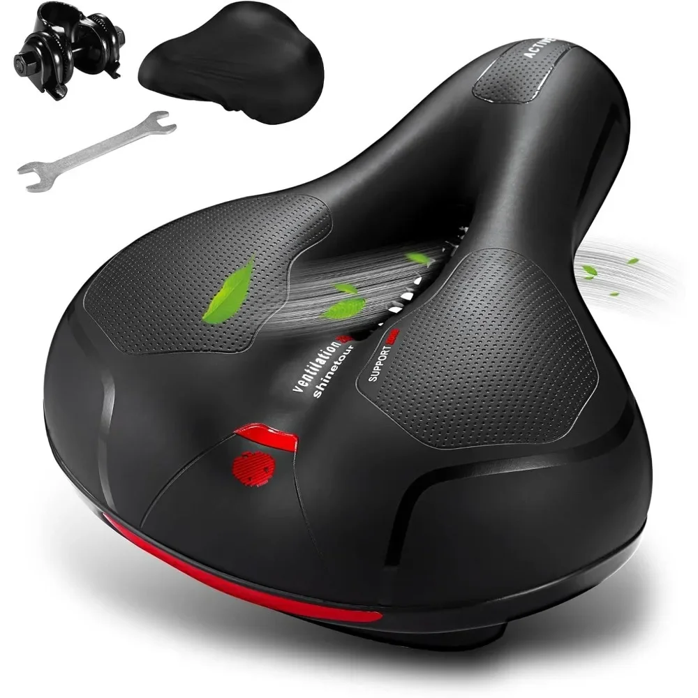 Almofada de assento confortável para homens e mulheres, com bola dupla absorvente de choque, espuma de memória, à prova d'água, ampla, selim de bicicleta, adequado para estrada bi