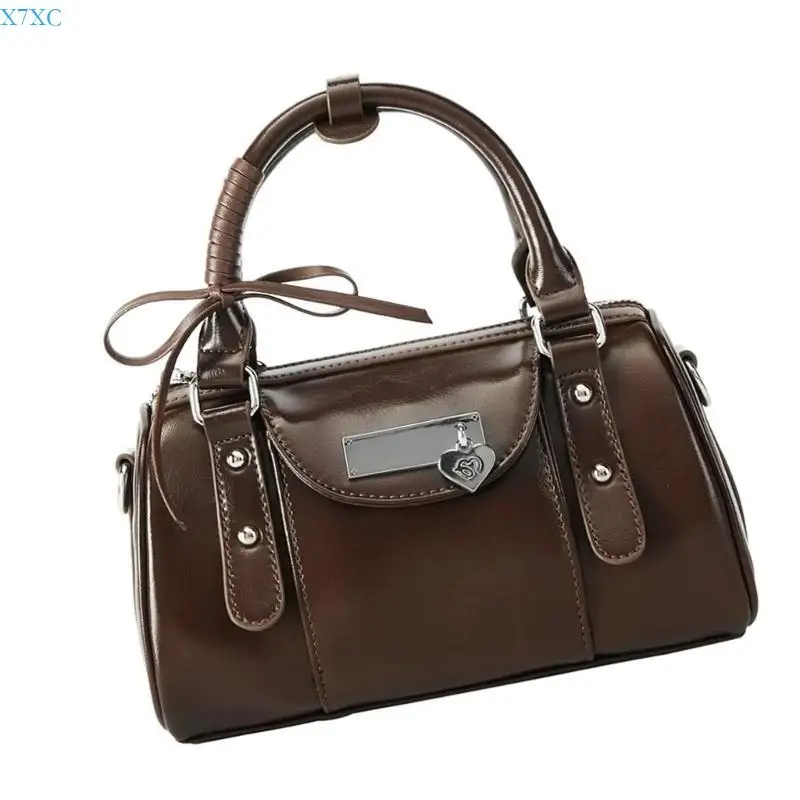 

X7XC Retro Motorcycle PU Leather Shoulder Bag with Adjustable Strap Crossbody Bags Spacious Interior for Everyday Use