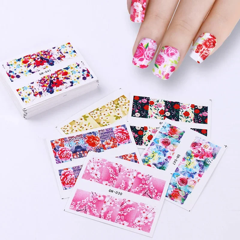 50 Blatt Wasserzeichen-Nagelaufkleber, Mix-Designs, Wassertransfer, Nagelkunst-Abziehbilder, DIY, Dekoration für den Salongebrauch
