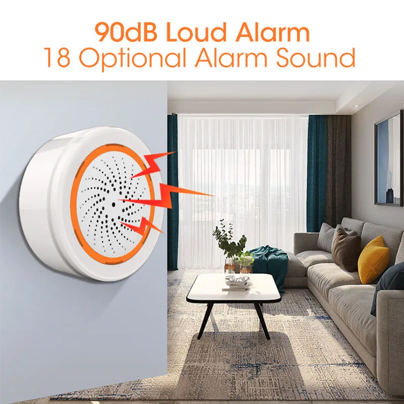 KOOJN Zigbee Sound and Light Alarm Alarm Detector USB Battery Powered WIFI Temperature and Humidity Sensor Graffiti App