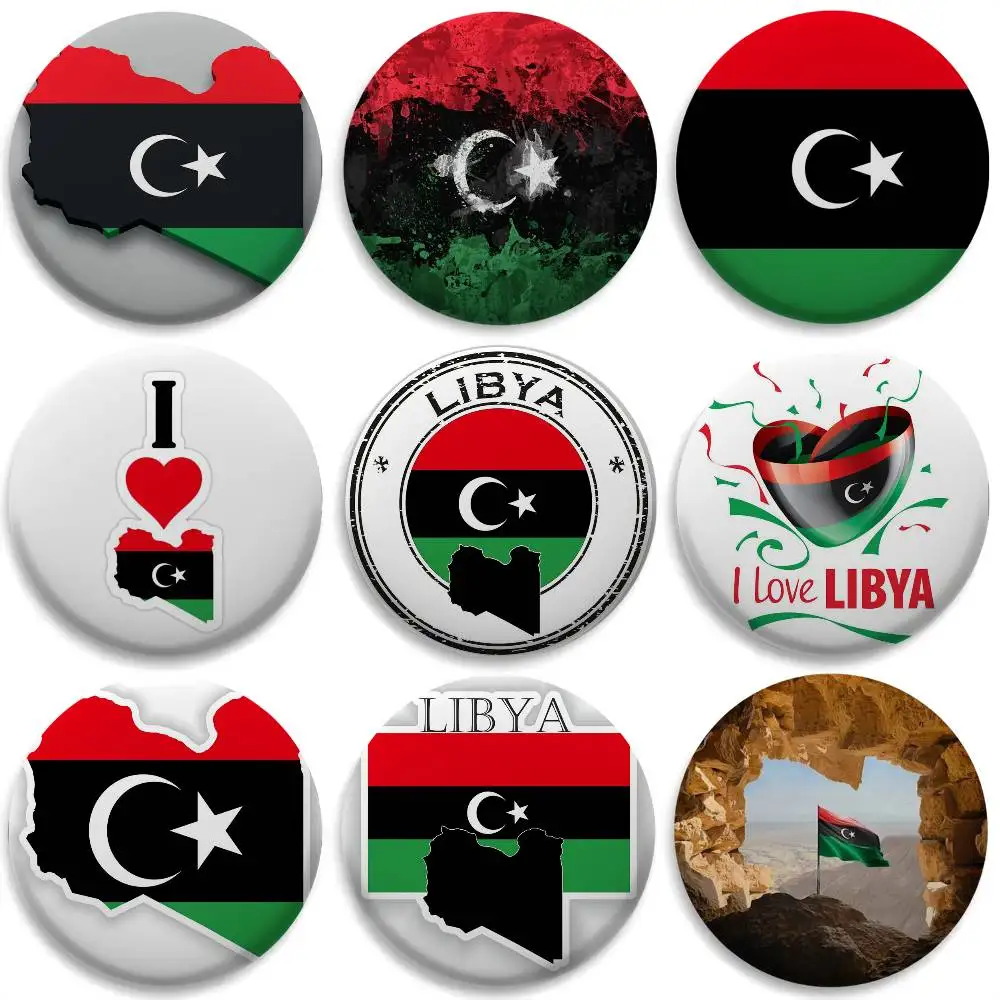 

Libya Flag Map Logo Badges Round Exquisite Badge Brooches Creative Pins For Clothes Hat Backpack Gift Accessories