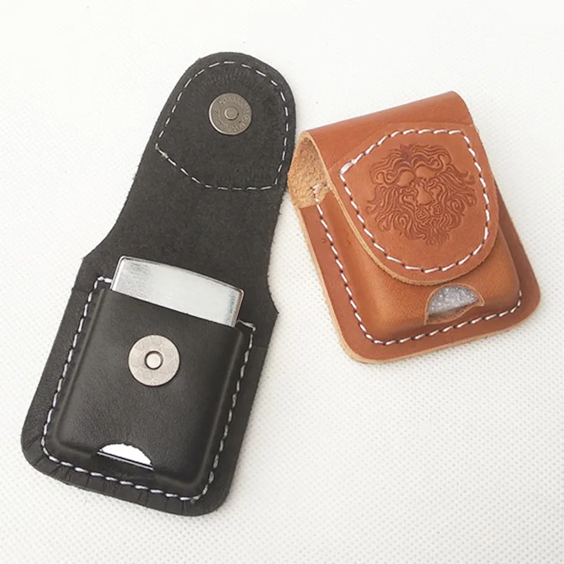 Genuine Leather Lighter Case Cowhide Custom Protective Sleeve Lighter Storage Holster Belt Bag Handmade for Zipp Lighter Case