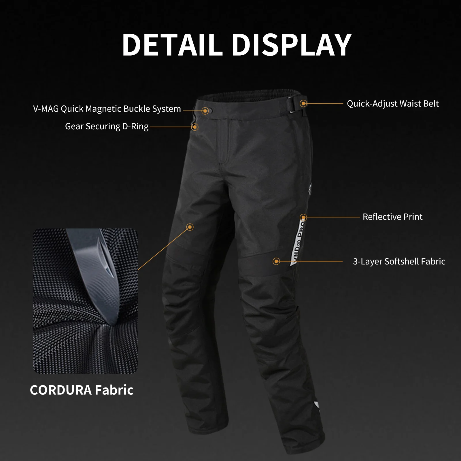 Motorrijbroek Winddicht Warm Quick-On Quick-Off voor rijders