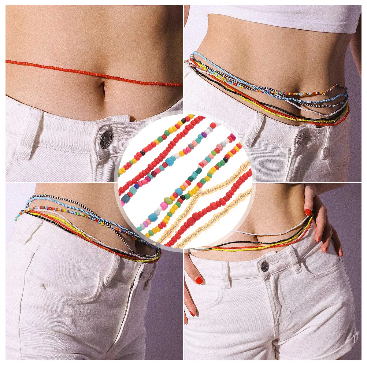 

4pcs Bikini For Women Beads Beads Fashion Beach Chain Swimwear Decor Waist Bikini Chain Waist Decor Jewelry