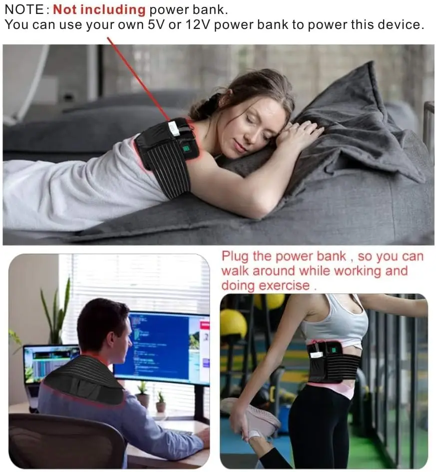 660 nm rood en 850 nm infrarood lichttherapiekussen voor pijnverlichting, draagbare omslagdoek met groot gebied