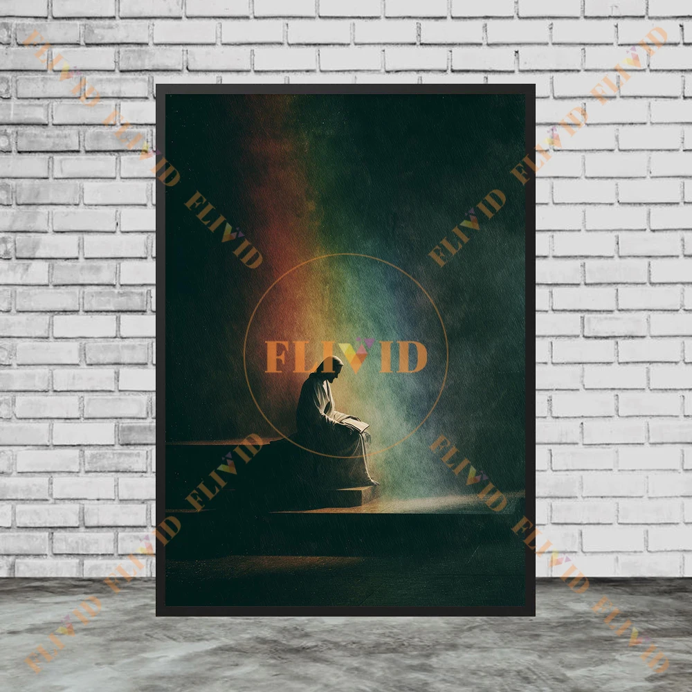 Glowing Jesus Wall Art Print,Radiant Jesus Portrait Christian Art Poster Print,Rainbow Light Christian Canvas,Home Decor
