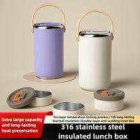 Large capacity 304 stainless steel lunch box, vacuum insulated multi-layer food container, portable sealed insulation pot