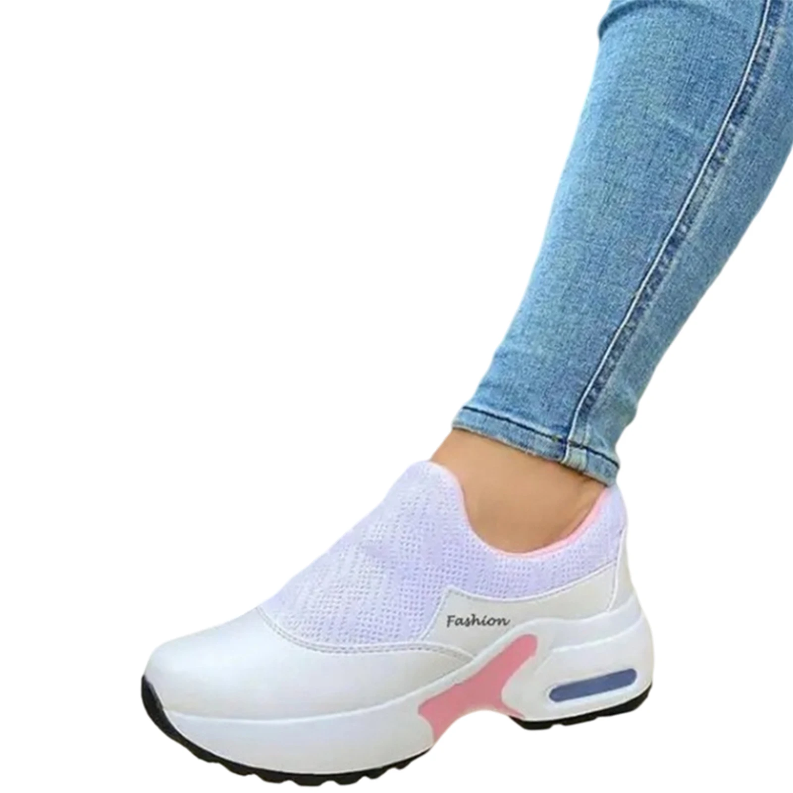 Women's Fashion Sneakers Flying Woven Mesh  Platform Sneaker For Couple Lace Up Walking Shoes Casual