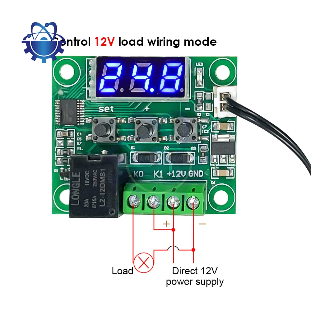 W1209 LED Digital Thermostat Temperature Controller Thermometer Switch Module Waterproof NTC Sensor DC 12V AC 110-220V 50-110°C