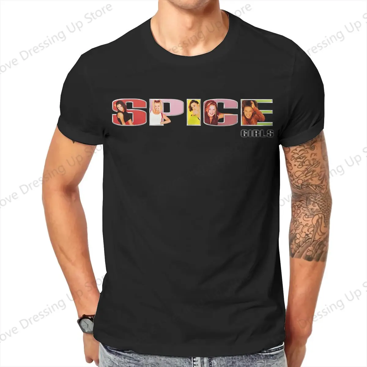 

Spice Girls Large printed cotton men's Tshirt Short Sleeve Street Tshirts Spice Grohls Sport Tops