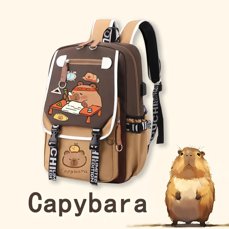 

Capybara Backpack Waterproof Large-Capacity Multi-Compartment Backpack Animal Print School Bag Capybara Hangings Back To School