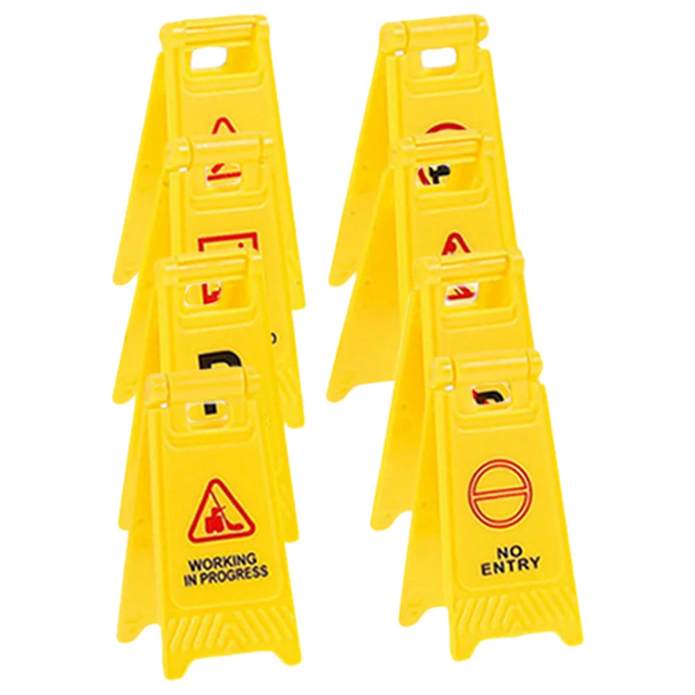 

8 Pcs Kids Toys Children's Transportation Simulation Traffic Signs Miniature Road Cell Street Models Yellow