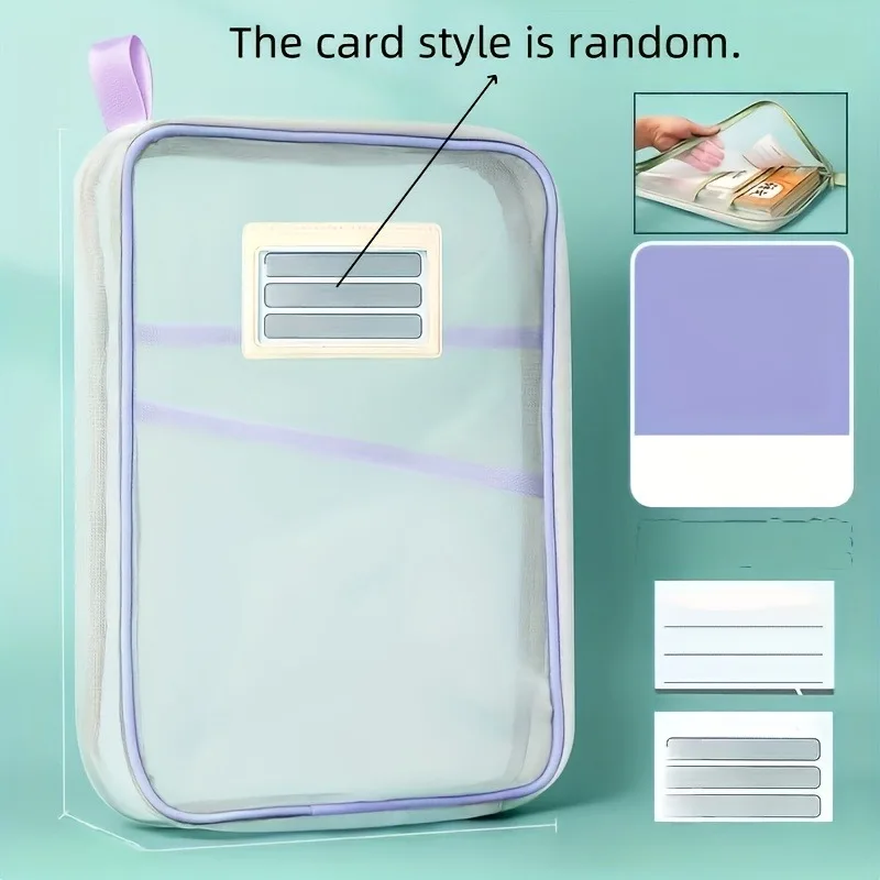 A4-Aktentasche mit Reißverschluss, Nylon-Dokumentenaufbewahrung, drei Schichten, dicker Netzstoff, transparente Tasche für Bücher, Büro, Studentenbedarf