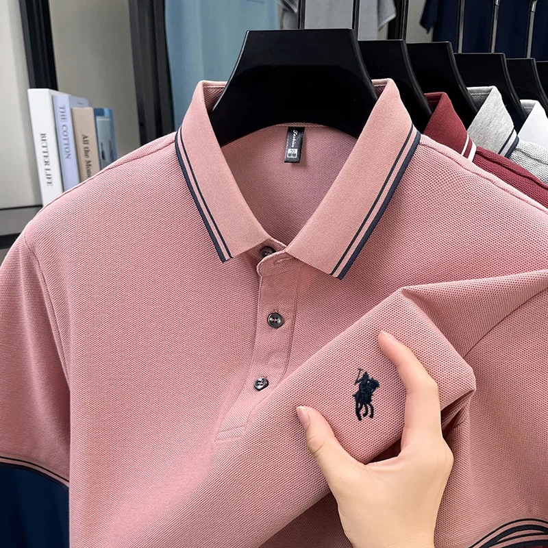 

100% cotton summer new brand embroidered Paul high-quality POLO shirt high-end men's comfortable lightweight T-shirt short top