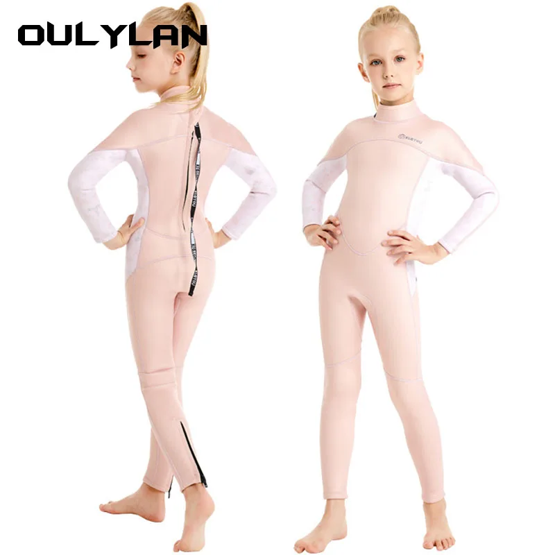 Oulylan 2/ 3mm Thick Neoprene Diving Suit Children Wetsuit For Girls Boys Surf Thermal Scuba Bathing Suits Cold Water Keep Warm