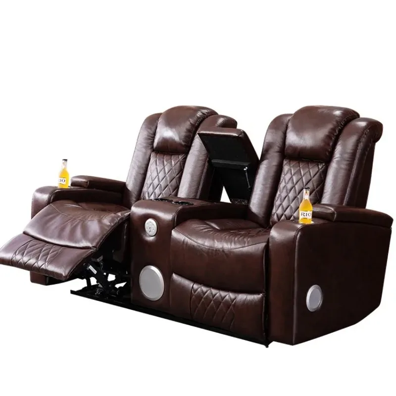 

Hot Sale Luxury Eco Leather Double Sofa Recliner Home Theater Seating Chair Electric Recliner Sofa Double Recliner Sofa