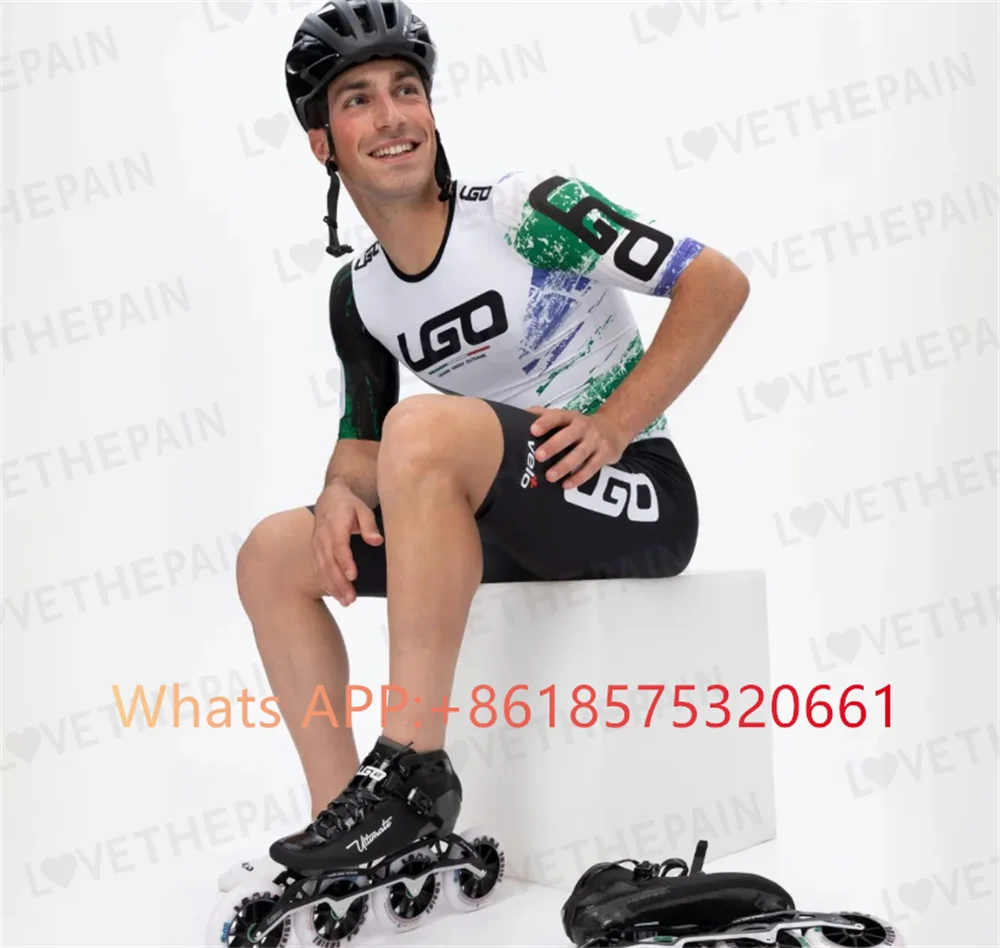 LGO Speed Skates Aero Racing Suit inline skating Roller Skinsuit Fast Skating Cycling Triathlon Clothing Ropa Ciclismo Running