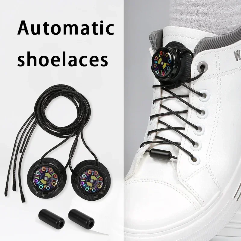 1 Pair Automatic Shoelaces No Tie Shoelaces Swivel Buckle Lazy Laces Unisex Sneakers Shoelace Adult Child Shoe Accessories