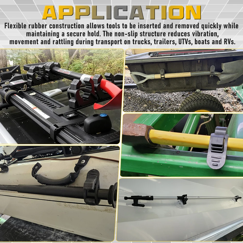 Gummi-Werkzeugklemme, Verstellbarer Schnellspann-Halter für Paddel und Schaufel, für Offroad-Fahrzeuge, Boote, Wohnmobile, ATVs, SUVs, LKWs, Garage und Zuhause – Detail 6