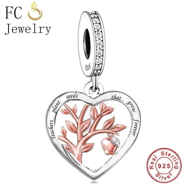 

Подходит для оригинального браслета-подвески из настоящего серебра 925 пробы с деревом для учителей, семена растений, которая вырастить навсегда, бусина для изготовления выпускного Berloque 2024