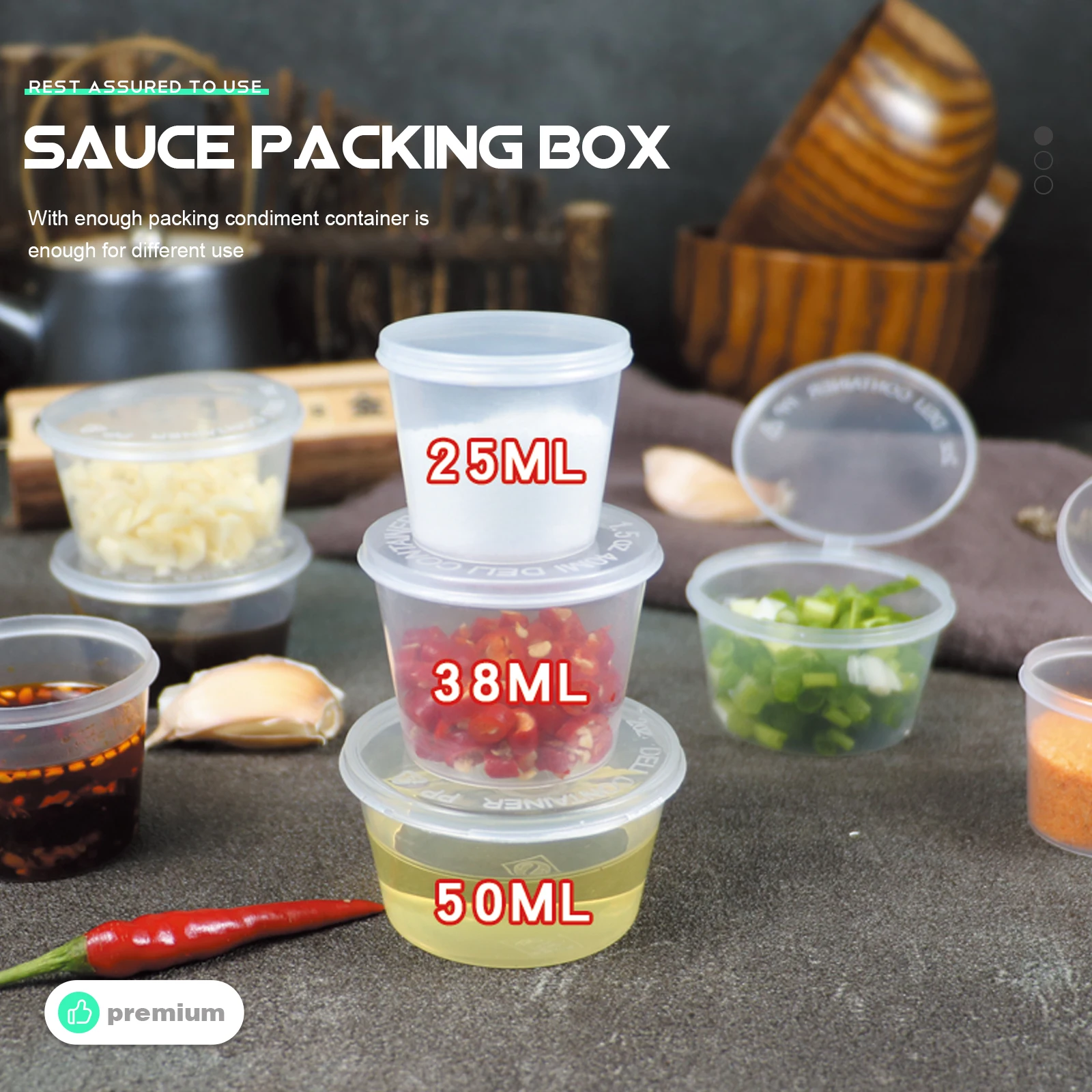 

100pcs Anti Leakage Sauce Containers Portable Plastic Cups for Takeaway Supplies Home Picnic Hygiene Food Packing Condiment