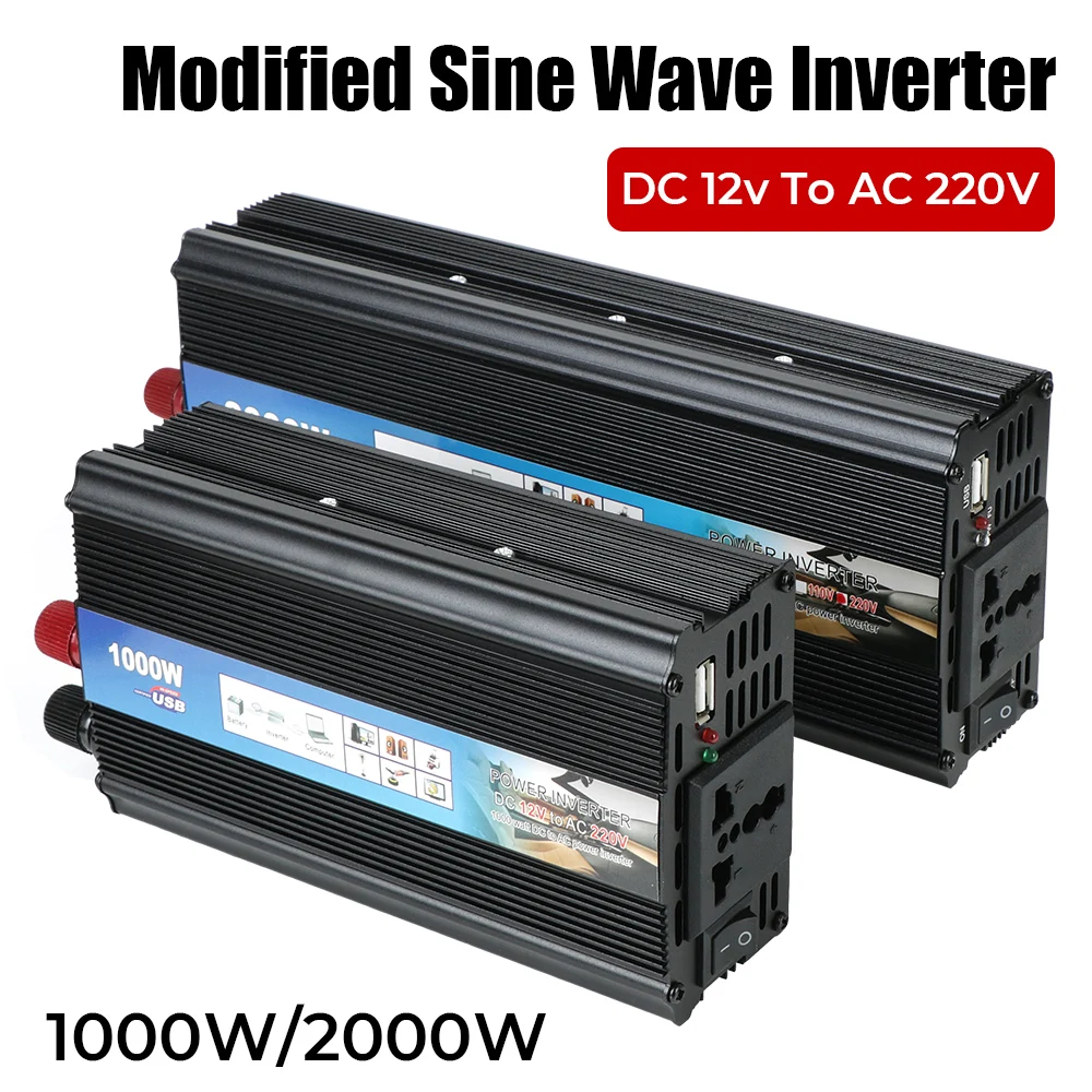 Modified sine wave inverter DC 12v To AC 220V with USB Charger 1000W 2000W Car Voltage Converter Power Inverter