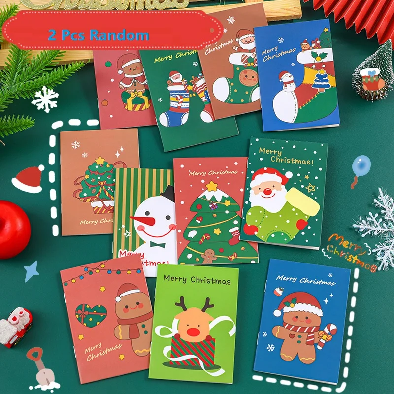 2 Pcs Randomly send Christmas Notepad Party Giveaways Taking Notebook Memo Pocket Journal Merry The Simple Stationery