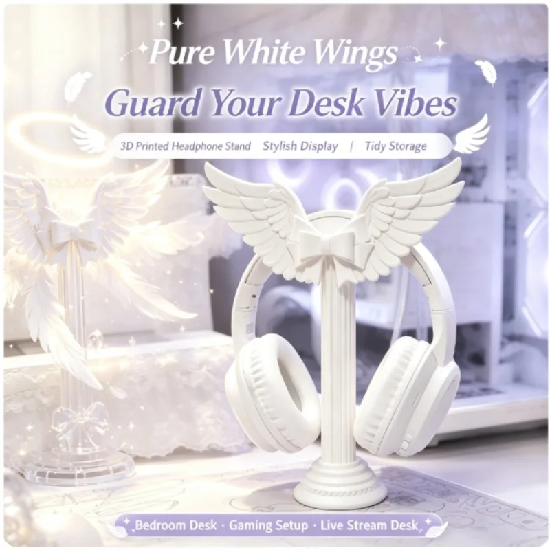 Customized 3D Printed Headphone Stand Roman Pillar Bow Style Headphone Stand White Desktop Decoration Headphone Display Stand view 2