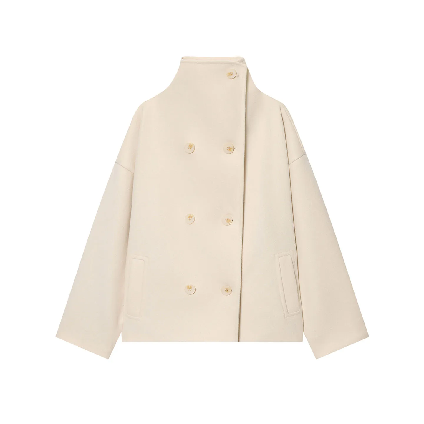 ملابس خارجية صوفية فضفاضة ذات ياقة عالية وأزرار لأعلى من Ele Commute Sle طويلة Sve لموسم الخريف #4