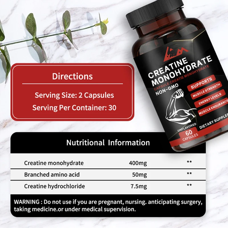 Creatine monohydrate - increases lean muscles, improves performance and strength, supports exercise recovery