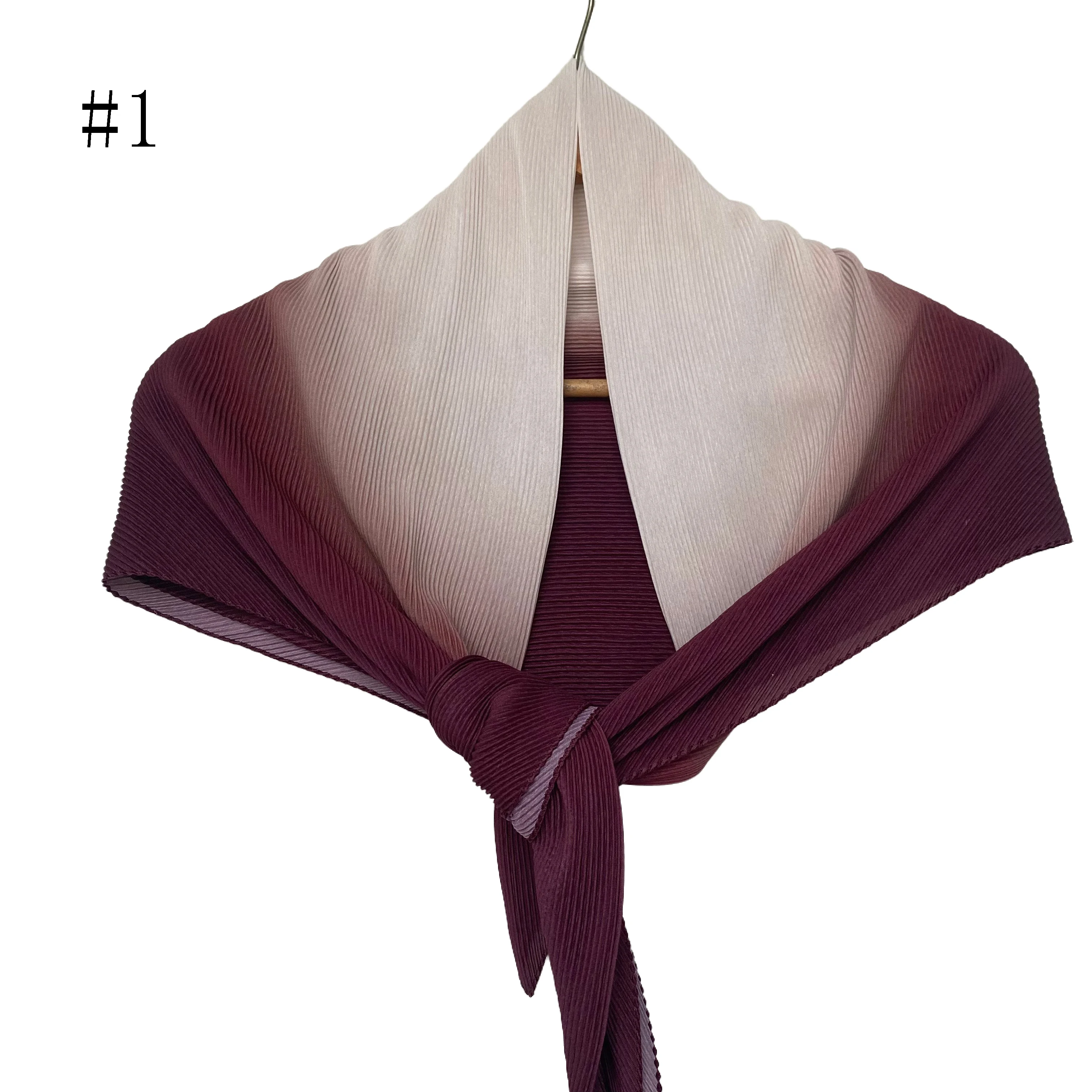 

New Gradient Color Pleated Square Scarf Comfortable Cotton Ombre Soft Lady Women Muslim Veil Stylish Casual Wear Hijab Scarves