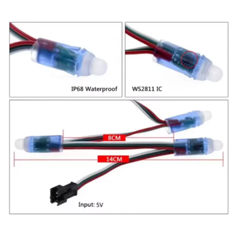 جديد 2025 DC5V 12 مللي متر WS2811 كامل اللون LED بكسل سلسلة أضواء IP68 مقاوم للماء RGB الرقمية عنونة LED مصباح وحدة 50 قطعة #5