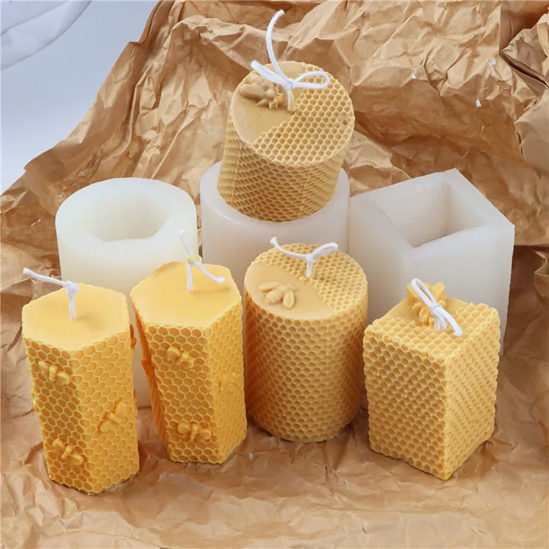 3D Silicone Honeycomb Candle Mold Scented Candle DIY Handmade Making Gypsum Soap Resin Mould Soy Wax Cake Molds Home Decor Gifts