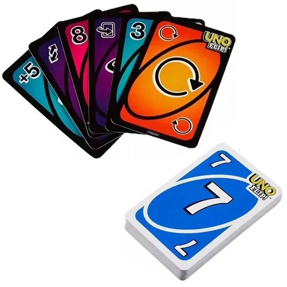 Mattel UNO FLIP! Games Family Funny Entertainment Board Game Fun Playing Cards Kids Toy Gift Box uno No Mercy Card Game Kids Toy