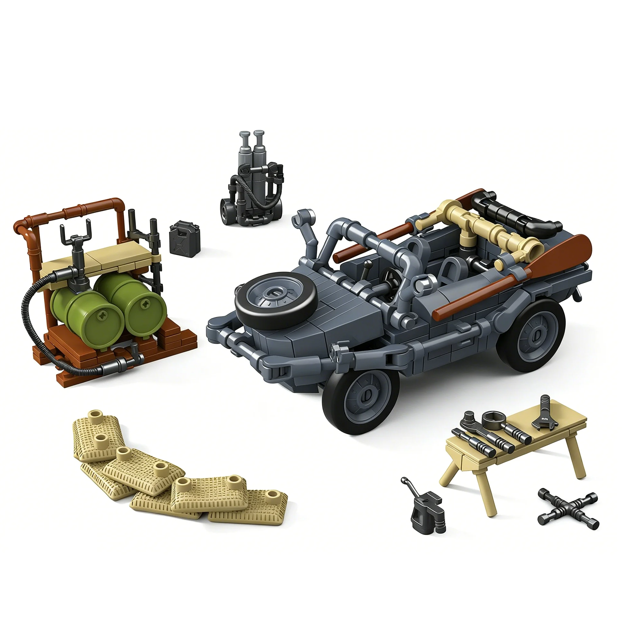 Full Crown 166 amphibious vehicle tank building block assembly educational toy gift third party 300021