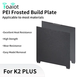 Toaiot For K2 PLUS PEI Frosted Build Plate 370x370mm High Strength And Wear Resistance For K2 Plus 3d Printer Parts