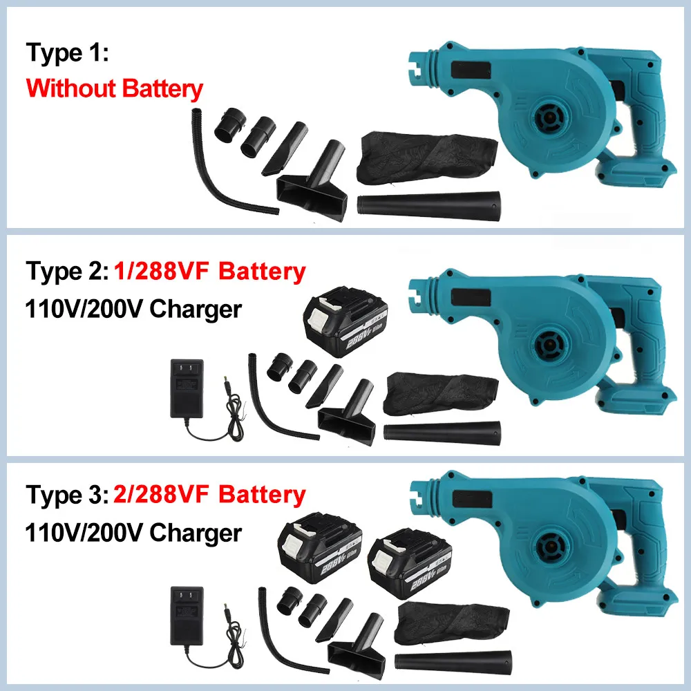 VIOLEWORKS 1500W 2 IN 1 Cordless Electric Air Blower & Suction Portable Handheld Dust Collector Cleaner For 18V Battery