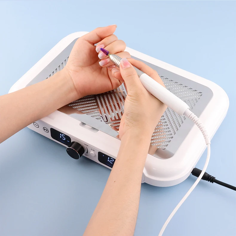 High Power 170w Nail Dust Collector 2-in-1 Nail Dust Fan Vacuum Cleaner2 Fan Adjustable Speed Machine With Brushless Handle