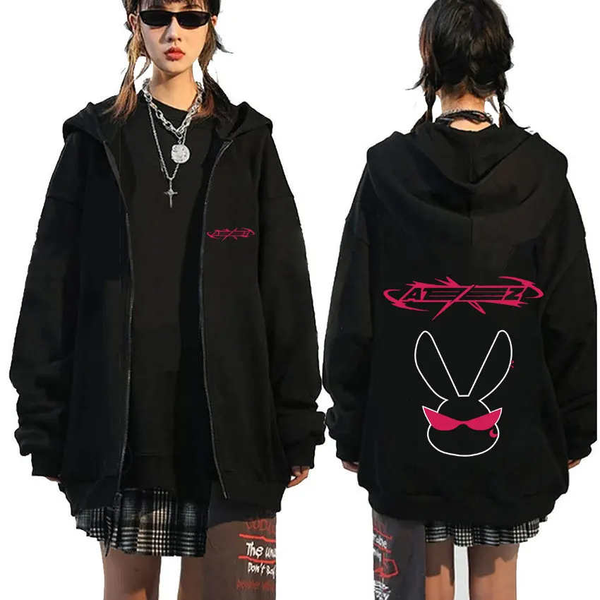 Koreanischer Modetrend ateez Grafik druck Reiß verschluss Hoodie männlich Hip Hop übergroße Reiß verschluss jacke Männer Frauen lässig kpop Reiß verschluss Hoodies