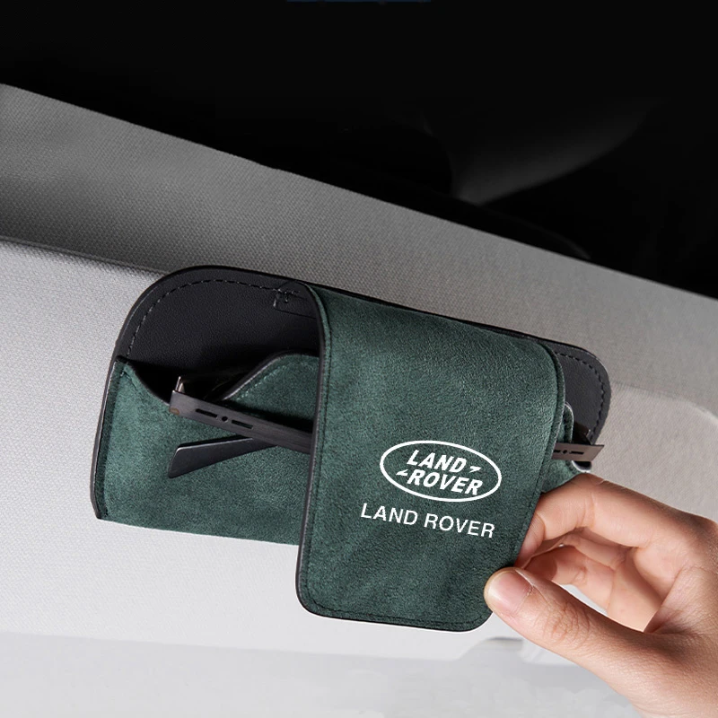 Car Suede Glasses Box Sun Visor Glasses Case Storage For Land Rover Sport Range Rover 2 3 Freelander Defender Evoque 3 Emblem