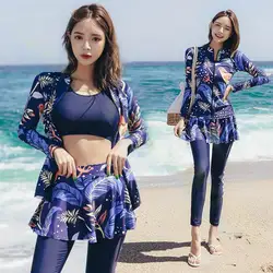 Swimsuit Jellyfish suit Floral Print Surfing Suit Long Sleeves lady Swimwear Female Bodysuit Beachwear Bathing Suit