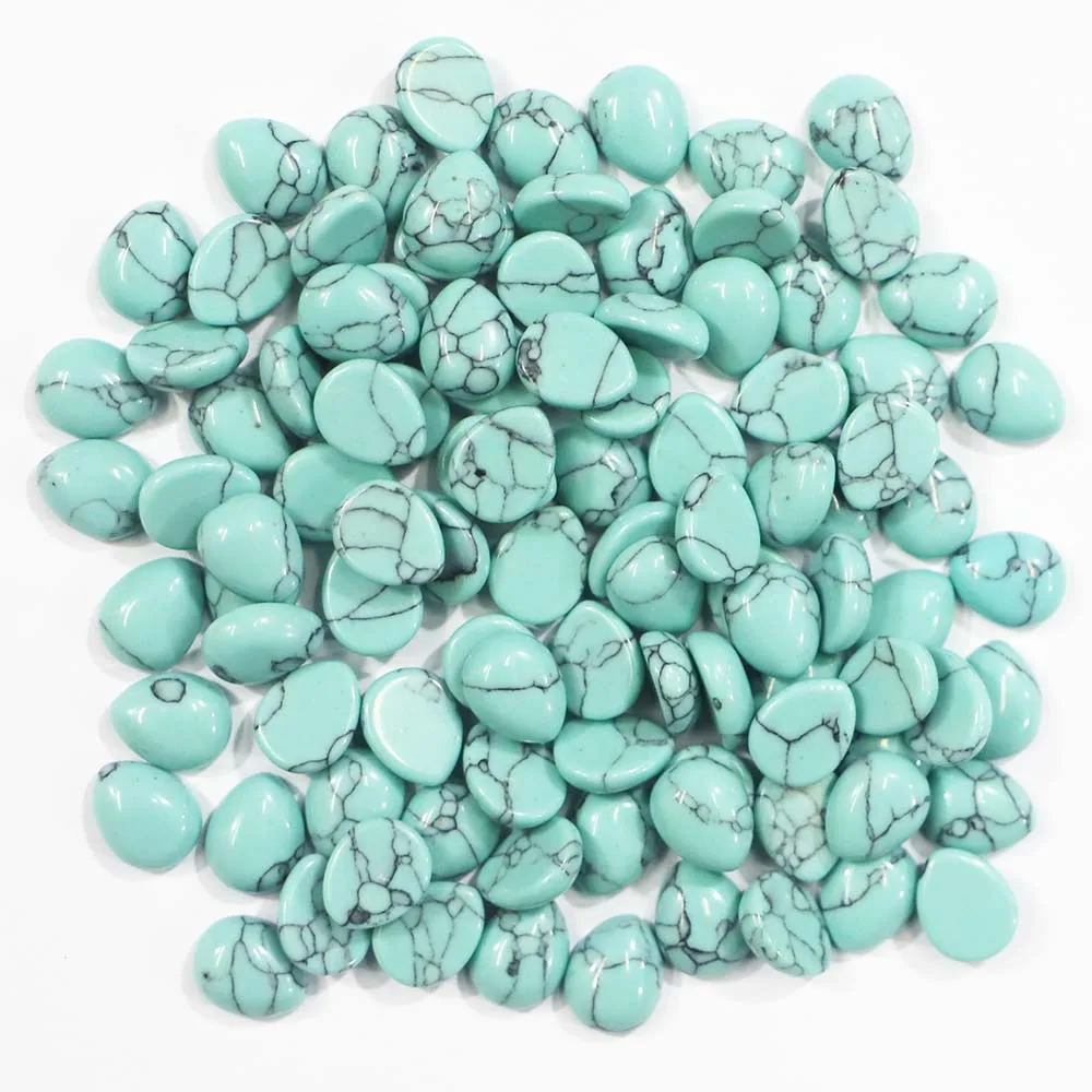 10*8MM Natural Stone Agate Crystal Water Droplets CAB Cabochon Fashion Charm Beads DIY Jewelry Making Necklace Accessories 50Pcs