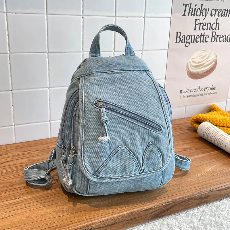 

Высокое качество 2026, большая вместимость, внутренний карман на молнии, женские школьные сумки, джинсовые повседневные молодежные универсальные рюкзаки на молнии