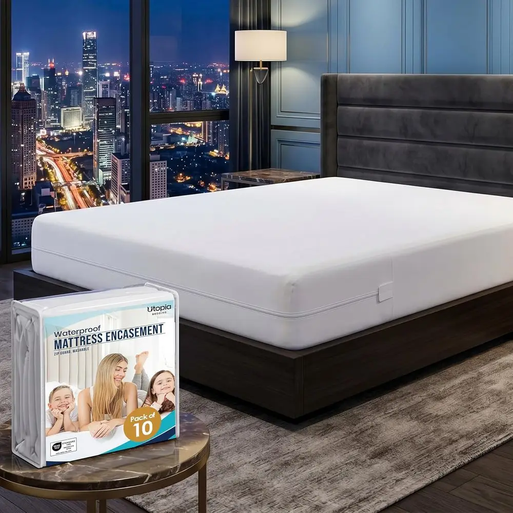 Zippered Mattress Protector Pack of 10, Waterproof Bed Bug & Dust Mite Proof, 6-Sided Absorbent Mattress Cover
