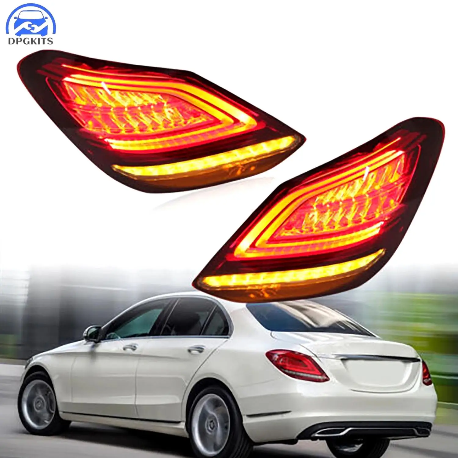 DPGKITS 2Pcs LED Tail Lights For Mercedes Benz C Class C300 W205 2014 2015 2016 2017 2018 2019 2020 2021 Car Accessories SALE