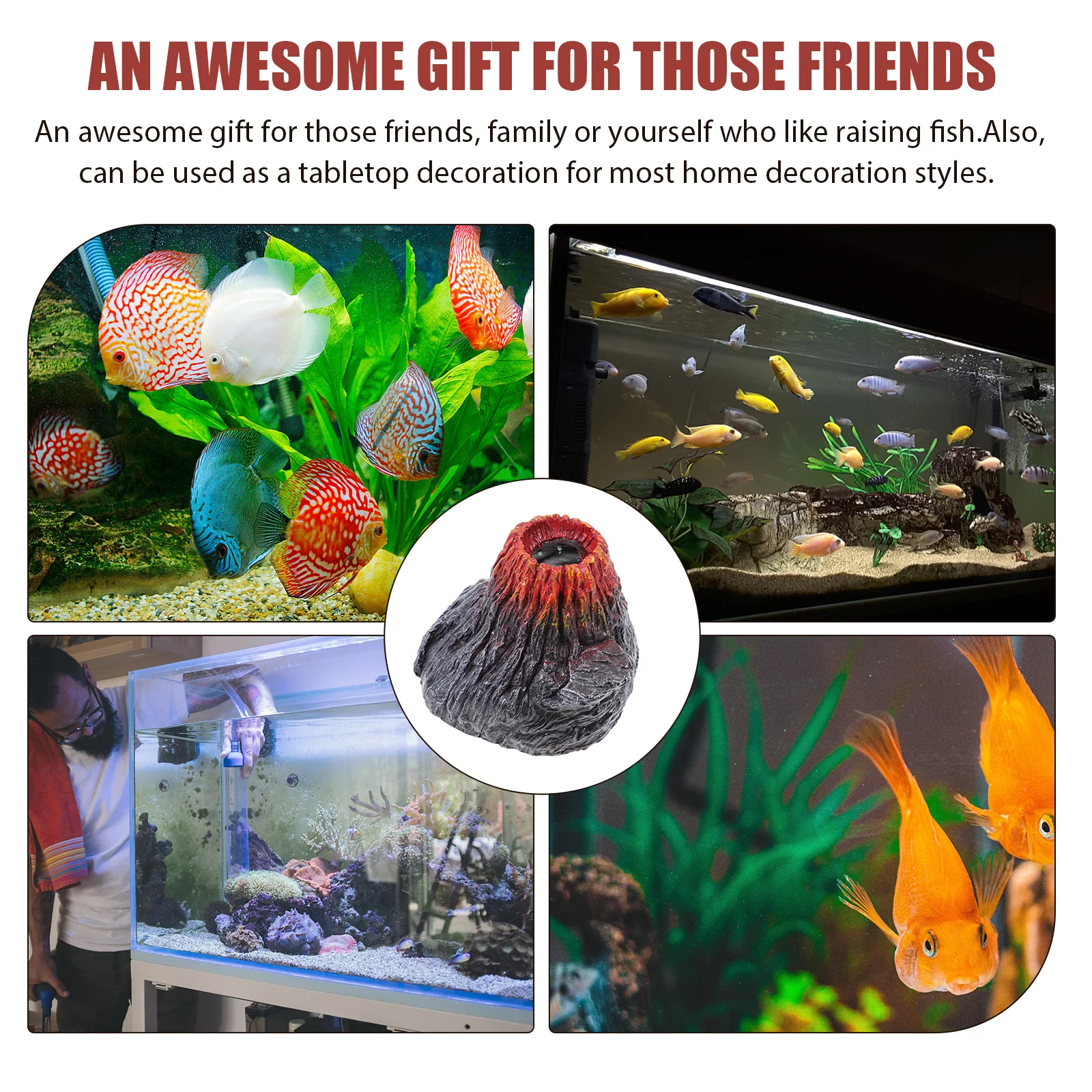 

Искусственный вулкан для аквариума, декор из смолы, реалистичное моделирование, украшение для аквариума, ландшафтный декор для интерьера аквариума