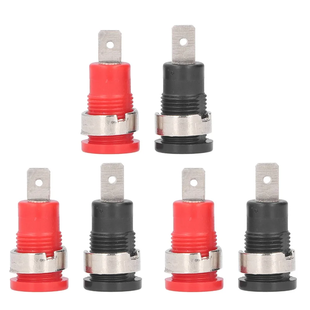 10Pairs 4mm Banana Jack Socket Red Black Panel Mount Banana Female Jack 31.5mm/1.24in Safe Return Type Binding Post Parts