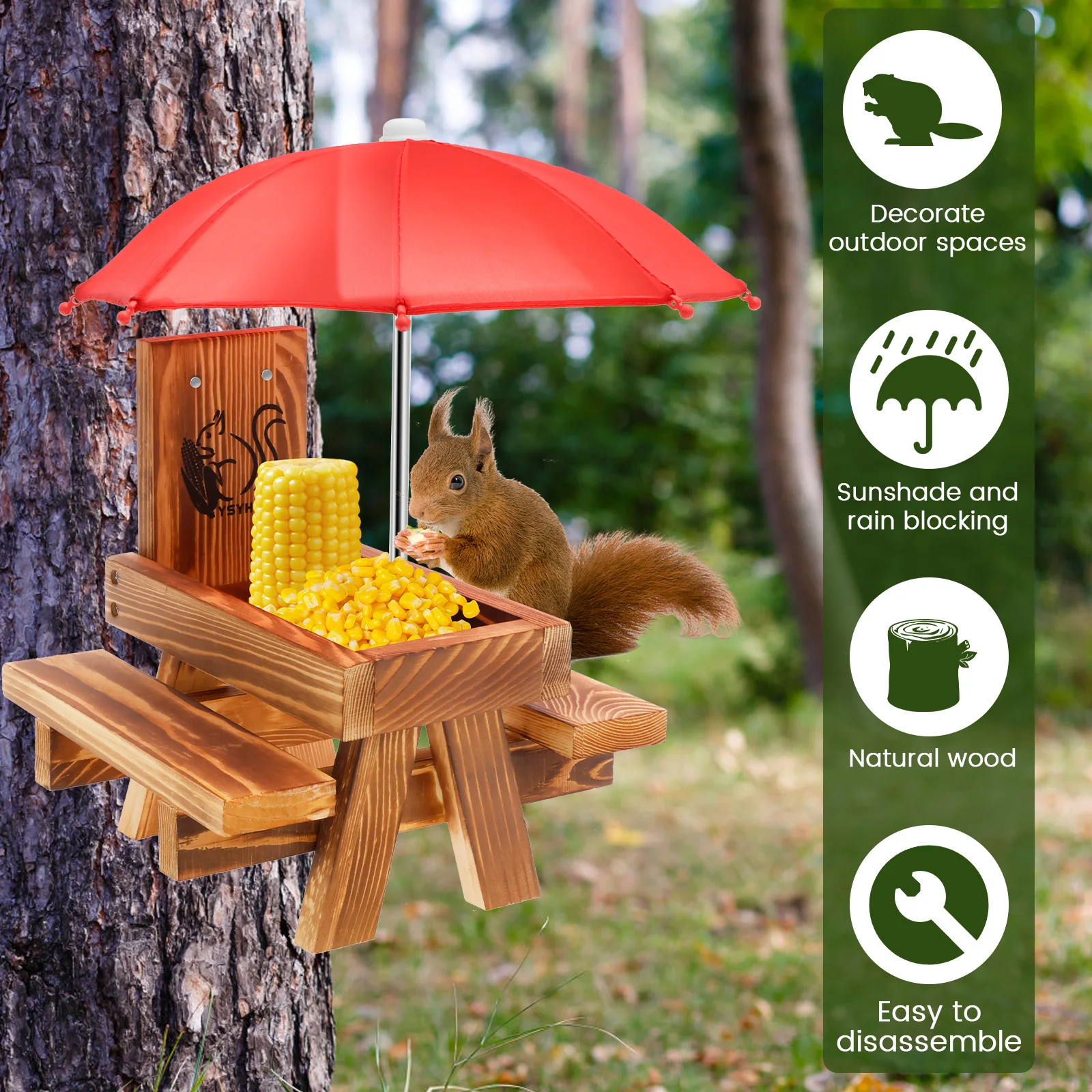 ที่ให้อาหารกระรอกไม้กลางแจ้ง โ - Smart Garden Umbrella บทวิจารณ์และราคา