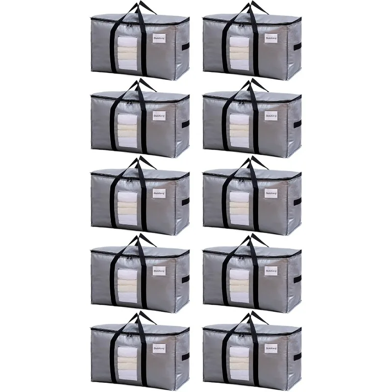 Large Moving Bags, 8 Pack Blue Heavy Duty Totes For Storage with Visible Window, Wrap Around Handles, Storage Bags for Space